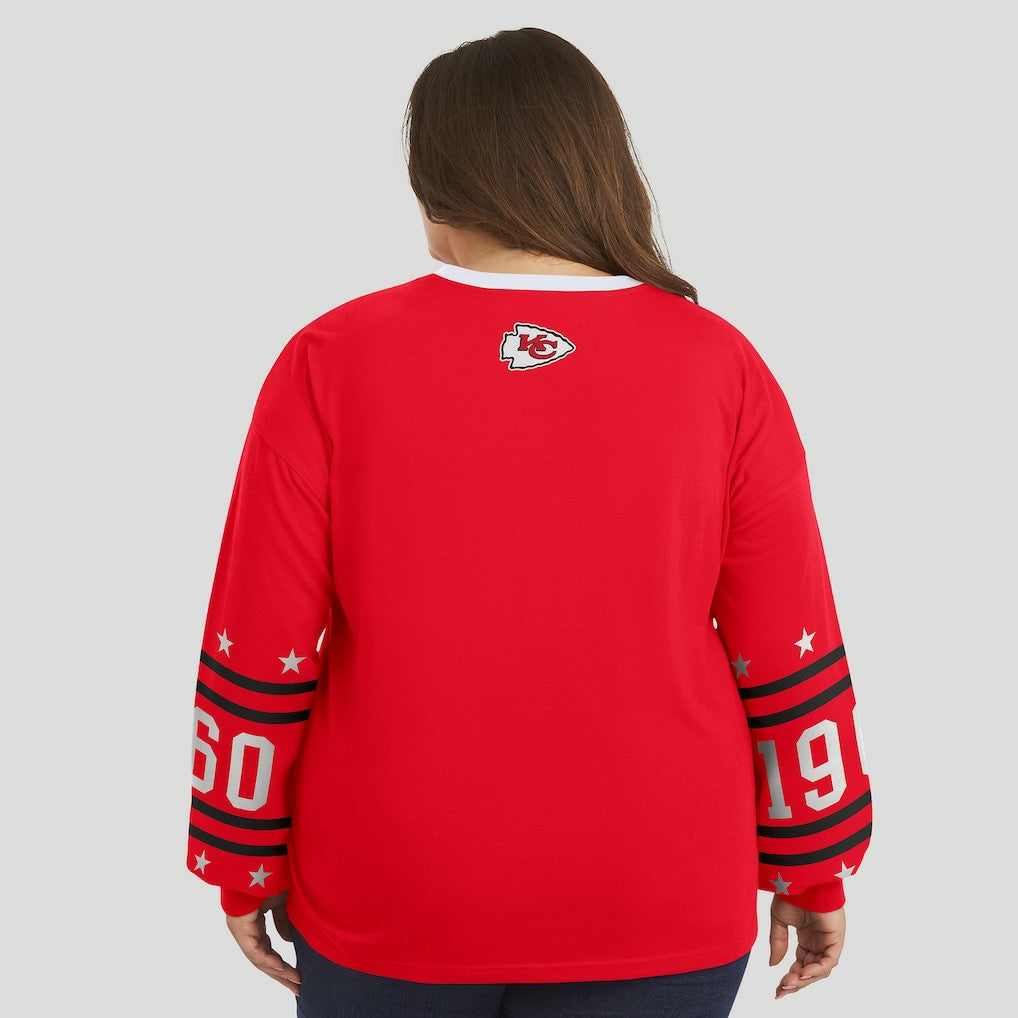 Kansas City Chiefs WEAR by Erin Andrews Women's Plus Size Sport Long-Sleeve T-Shirt - Red sale