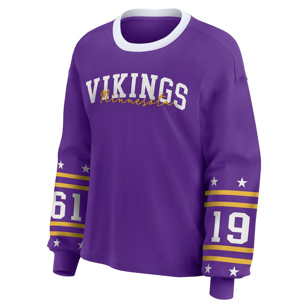 Minnesota Vikings WEAR by Erin Andrews Women's Plus Size Sport Long-Sleeve T-Shirt - Purple discount