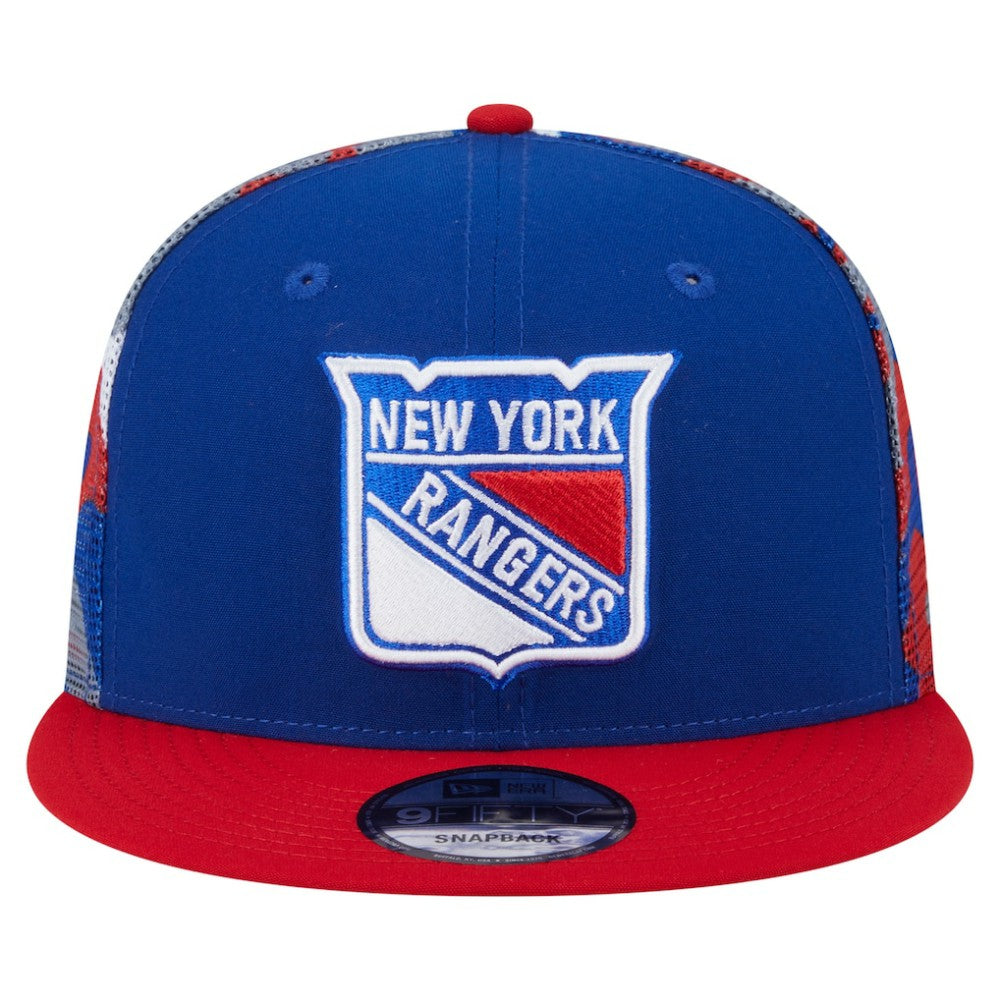 New York Rangers New Era Camo Meshback 9FIFTY Snapback Hat - Blue/Red Hats