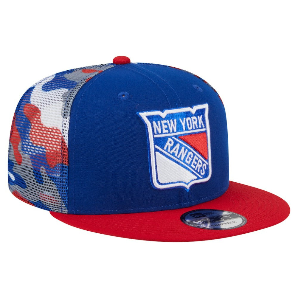 New York Rangers New Era Camo Meshback 9FIFTY Snapback Hat - Blue/Red Hats