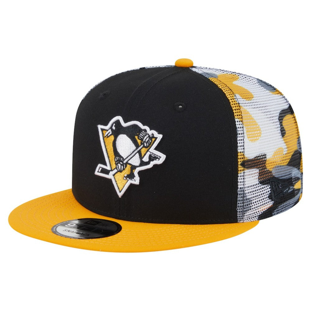 Pittsburgh Penguins New Era Camo Meshback 9FIFTY Snapback Hat - Black/Gold Hats