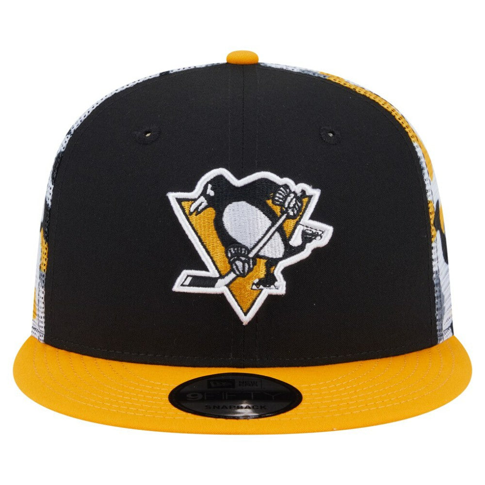 Pittsburgh Penguins New Era Camo Meshback 9FIFTY Snapback Hat - Black/Gold Hats