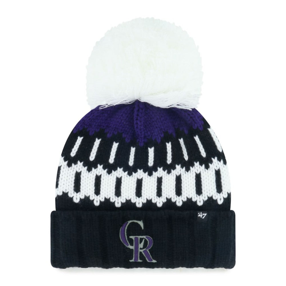 Colorado Rockies Women's Felicity Cuffed Knit Hat with Pom Black