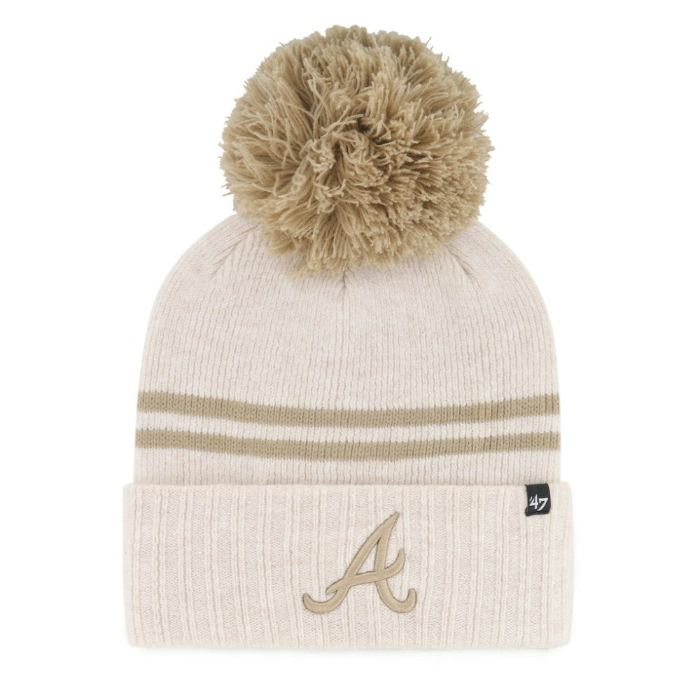 Atlanta Braves Women's Latte Cuffed Knit Hat with Pom Natural