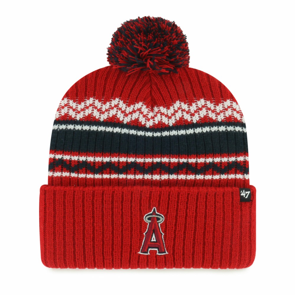 Los Angeles Angels Youth Polar Vortex Cuffed Knit Hat with Pom Red