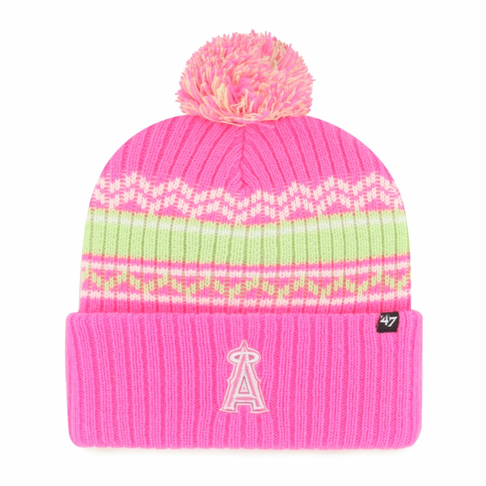 Los Angeles Angels Youth Polar Vortex Cuffed Knit Hat with Pom Pink
