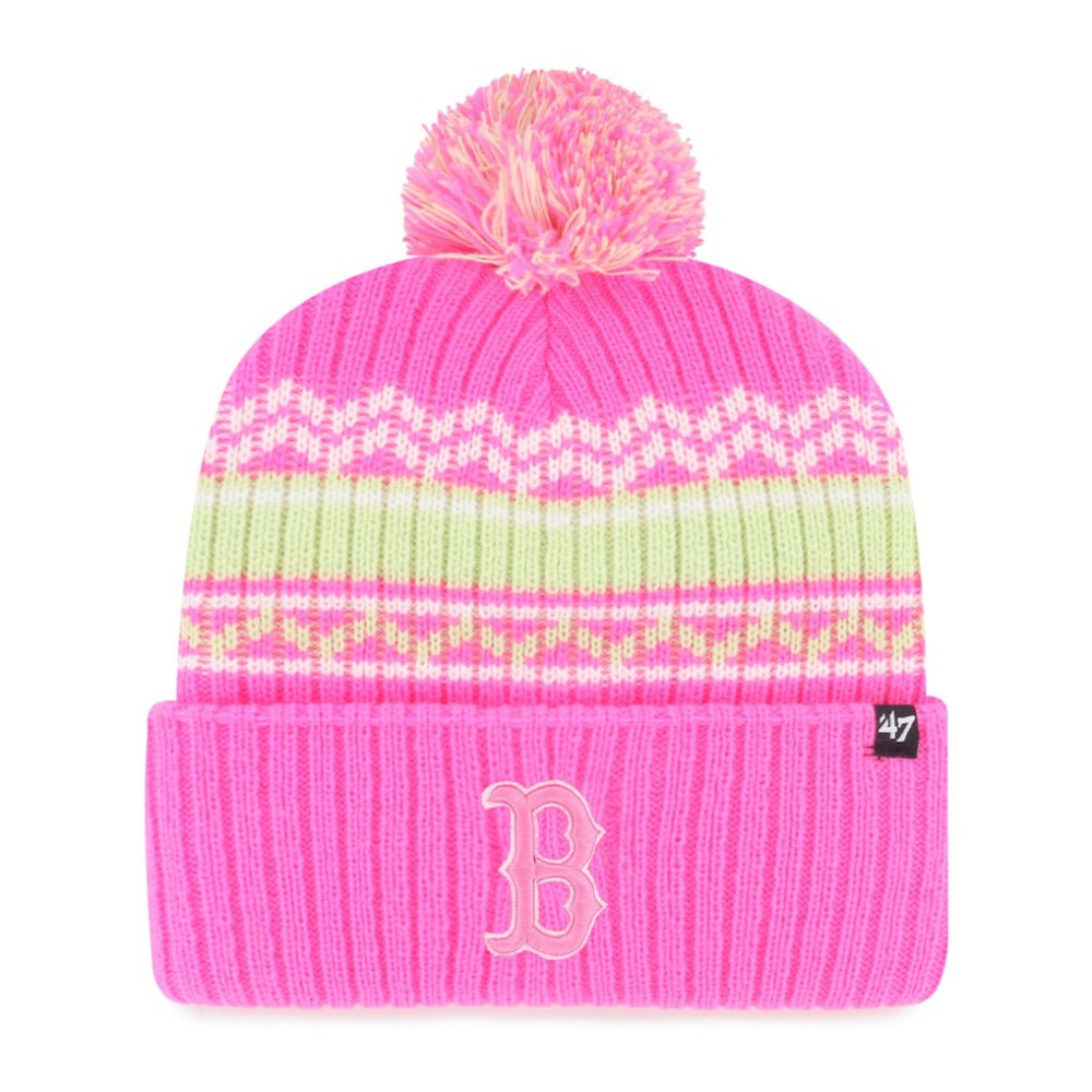 Boston Red Sox Youth Polar Vortex Cuffed Knit Hat with Pom Pink