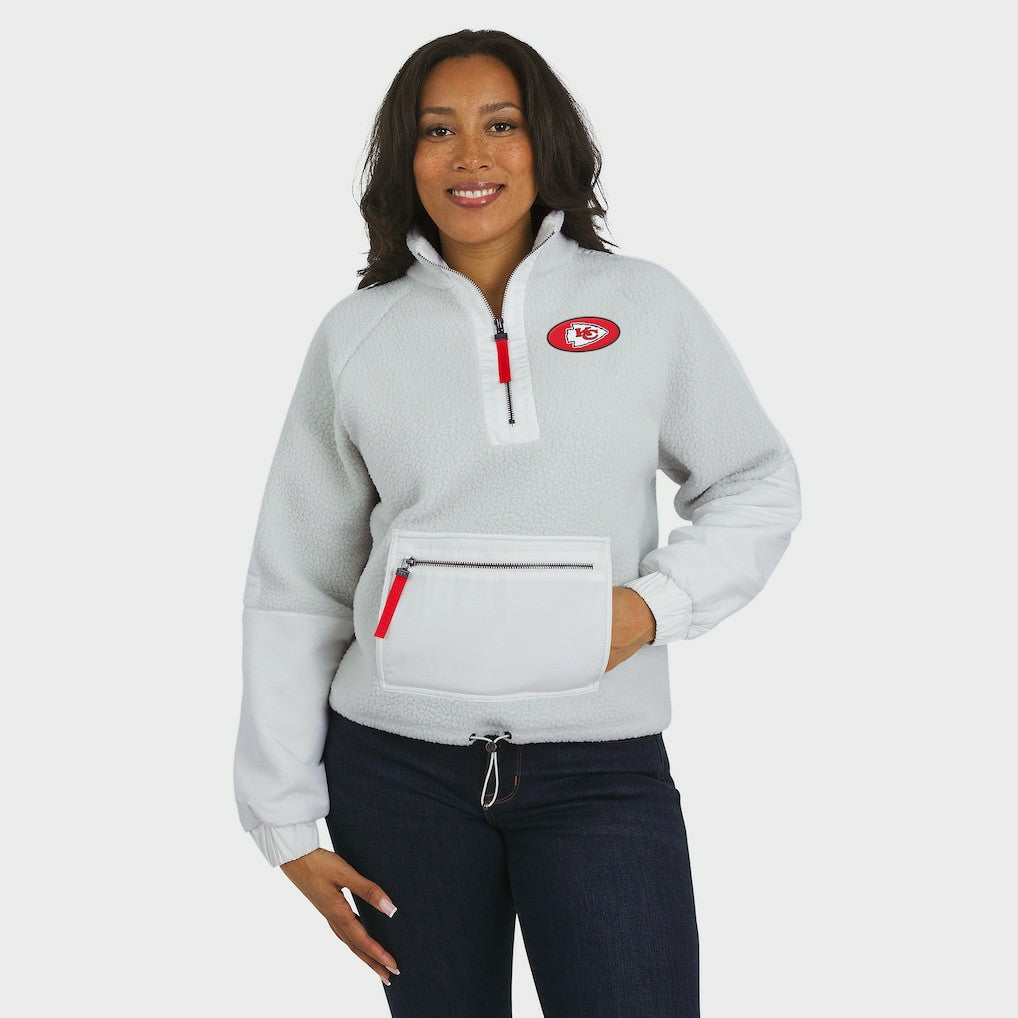Kansas City Chiefs WEAR by Erin Andrews Women's Polar Fleece Half-Zip Jacket - White online