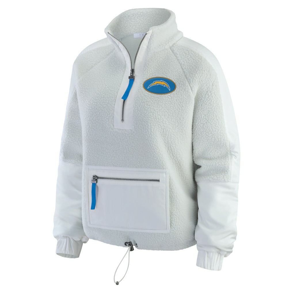 Los Angeles Chargers WEAR by Erin Andrews Women's Polar Fleece Half-Zip Jacket - White sale