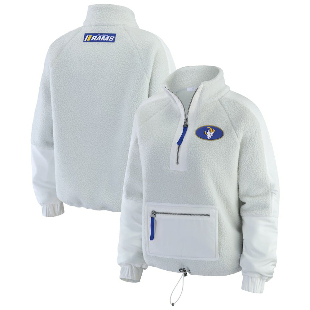 Los Angeles Rams WEAR by Erin Andrews Women's Polar Fleece Half-Zip Jacket - White on sale