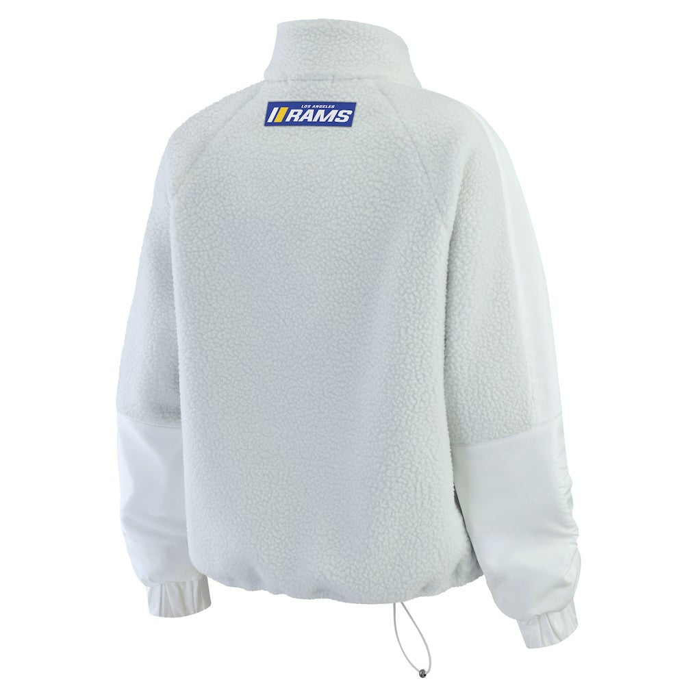 Los Angeles Rams WEAR by Erin Andrews Women's Polar Fleece Half-Zip Jacket - White on sale