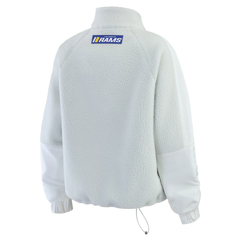 Los Angeles Rams WEAR by Erin Andrews Women's Polar Fleece Half-Zip Jacket - White on sale