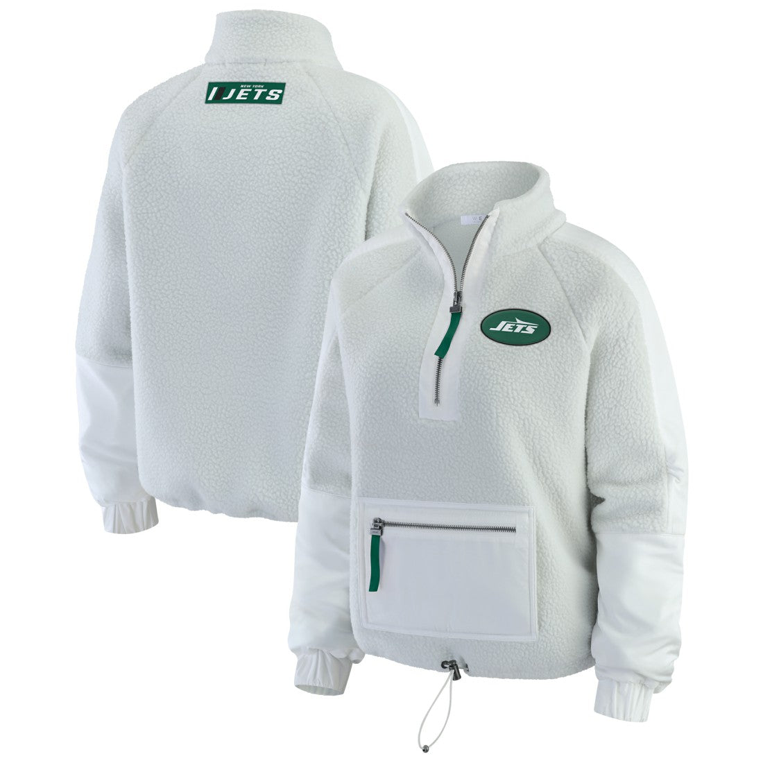 New York Jets WEAR by Erin Andrews Women's Polar Fleece Half-Zip Jacket - White cheap