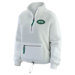 New York Jets WEAR by Erin Andrews Women's Polar Fleece Half-Zip Jacket - White cheap