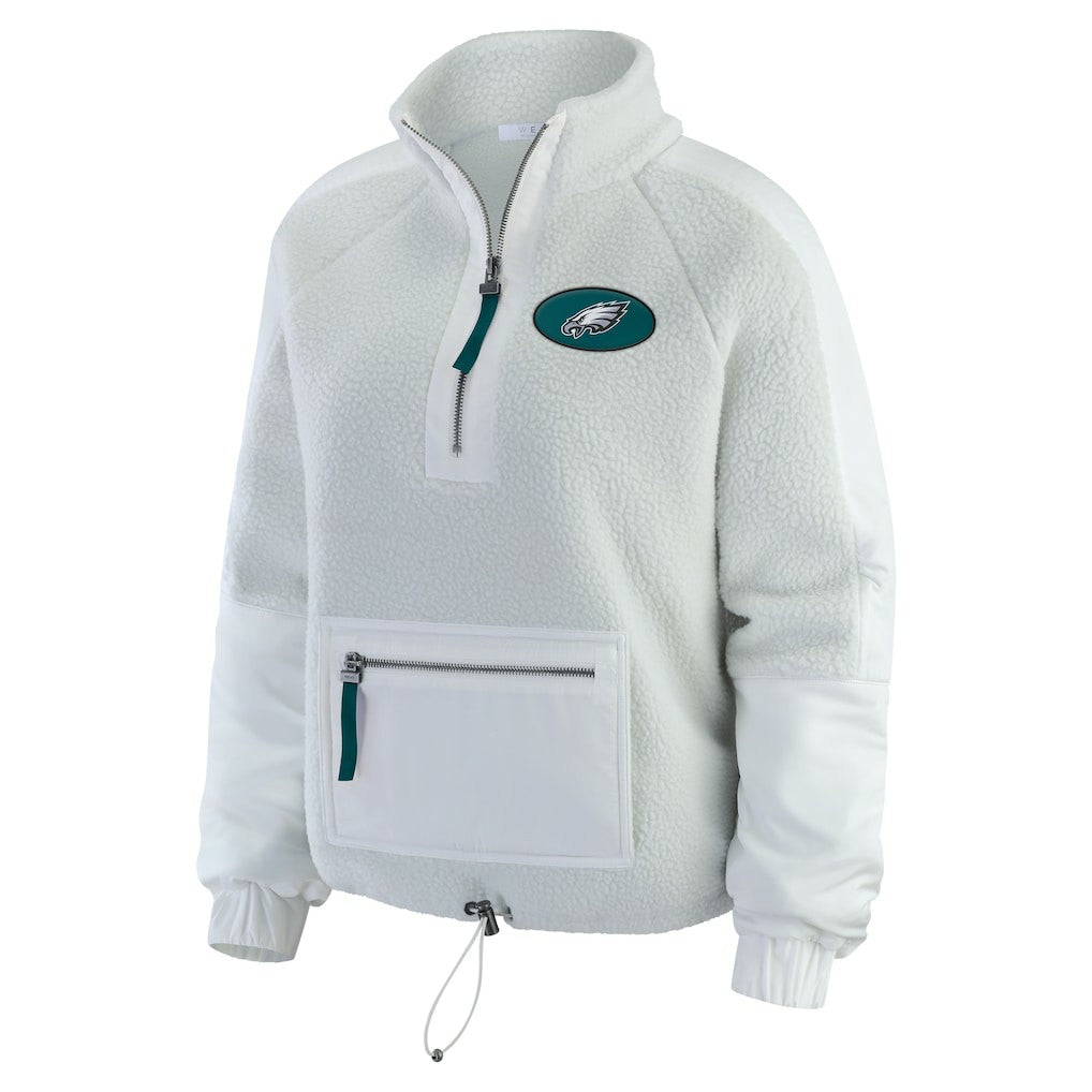 Philadelphia Eagles WEAR by Erin Andrews Women's Polar Fleece Half-Zip Jacket - White outlet