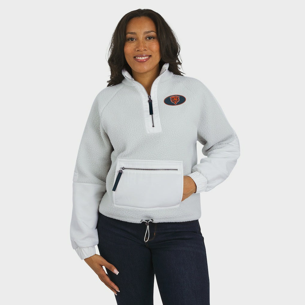 Chicago Bears WEAR by Erin Andrews Women's Polar Fleece Half-Zip Jacket - White sale