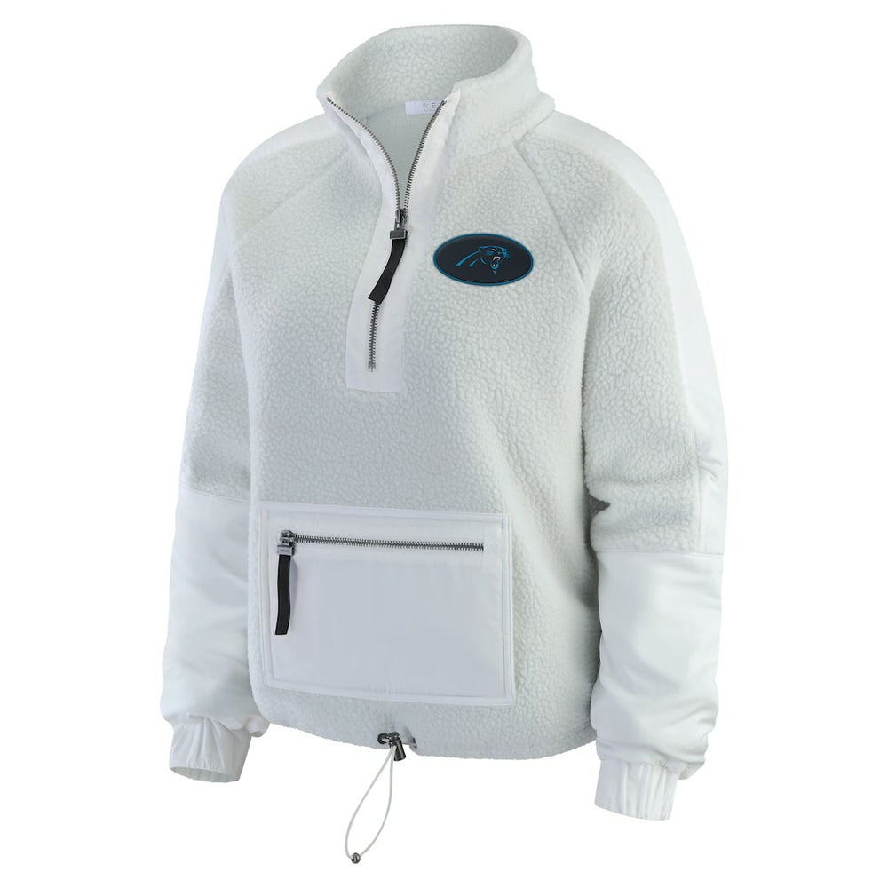 Carolina Panthers WEAR by Erin Andrews Women's Polar Fleece Half-Zip Jacket - White for sale