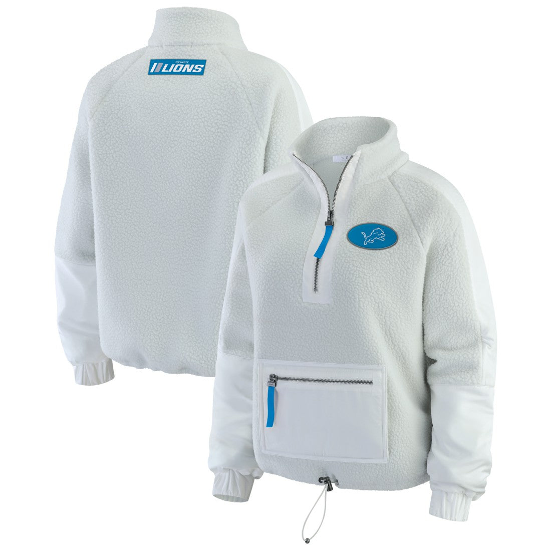 Detroit Lions WEAR by Erin Andrews Women's Polar Fleece Half-Zip Jacket - White on sale