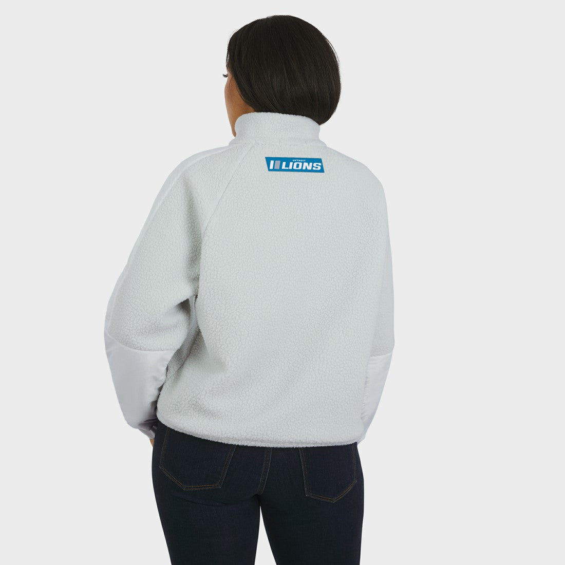 Detroit Lions WEAR by Erin Andrews Women's Polar Fleece Half-Zip Jacket - White on sale