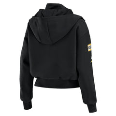 Minnesota Vikings WEAR by Erin Andrews Women's Tri-Blend Patch Pocket Cropped Full-Zip Bomber Hoodie Jacket - Black online