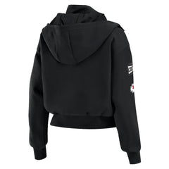 Kansas City Chiefs WEAR by Erin Andrews Women's Tri-Blend Patch Pocket Cropped Full-Zip Bomber Hoodie Jacket - Black on sale