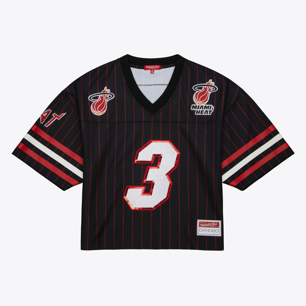 Dwyane Wade Miami Heat x DANNIJO Women's Cropped Football Fashion Jersey - Black discount