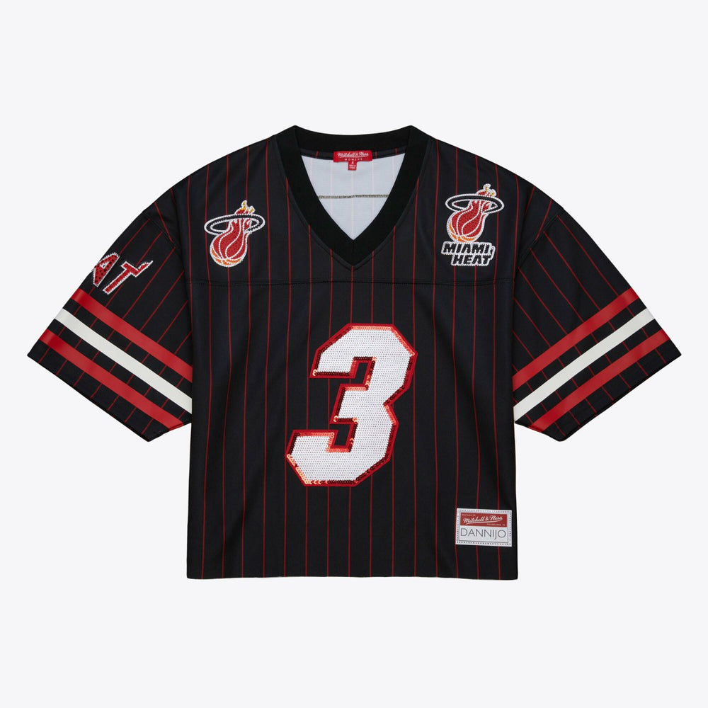 Dwyane Wade Miami Heat x DANNIJO Women's Cropped Football Fashion Jersey - Black discount