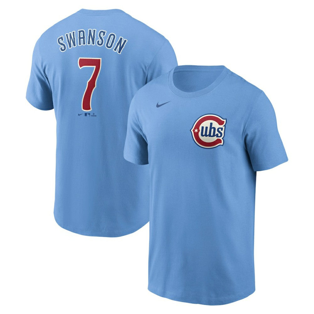 Dansby Swanson Chicago Cubs Fuse Name & Number T-Shirt Light Blue