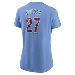 Seiya Suzuki Chicago Cubs Women's Cooperstown Collection Fuse Name & Number T-Shirt Light Blue