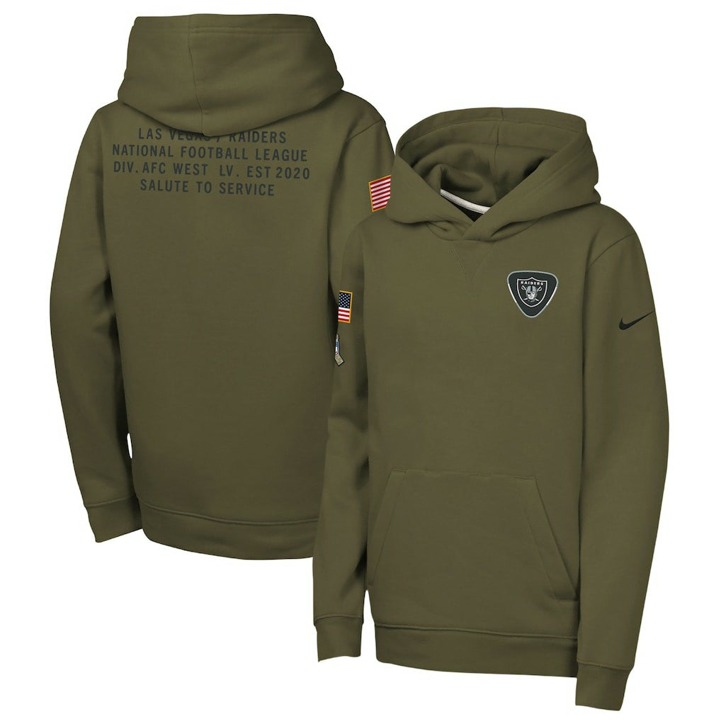 Las Vegas Raiders Youth 2025 Salute to Service Club Fleece Hoodie - Olive discount