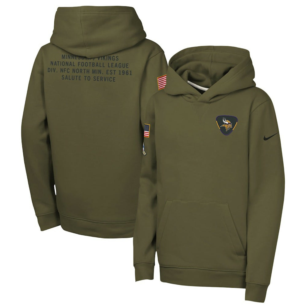 Minnesota Vikings Youth 2025 Salute to Service Club Fleece Hoodie - Olive cheap