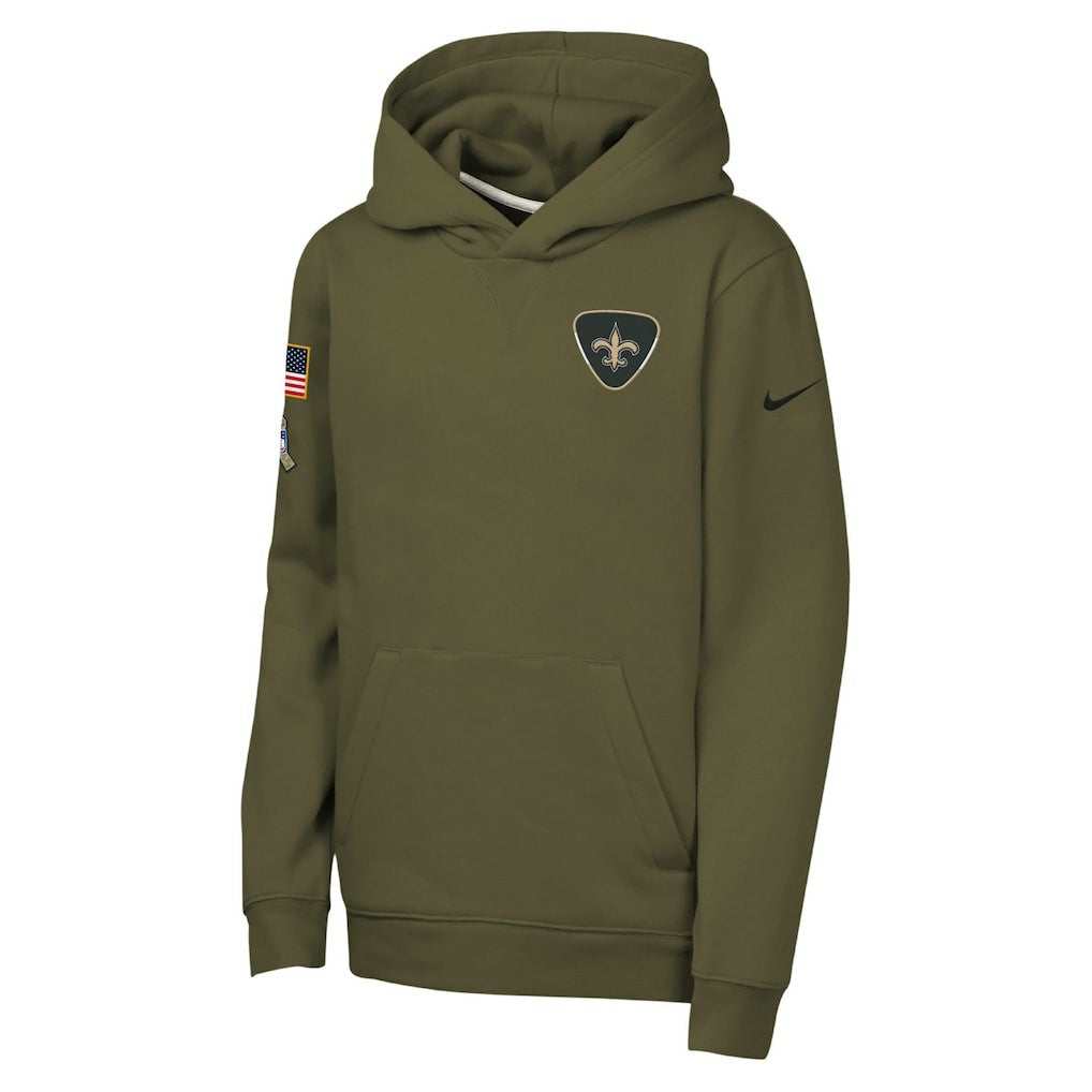 New Orleans Saints Youth 2025 Salute to Service Club Fleece Hoodie - Olive for sale