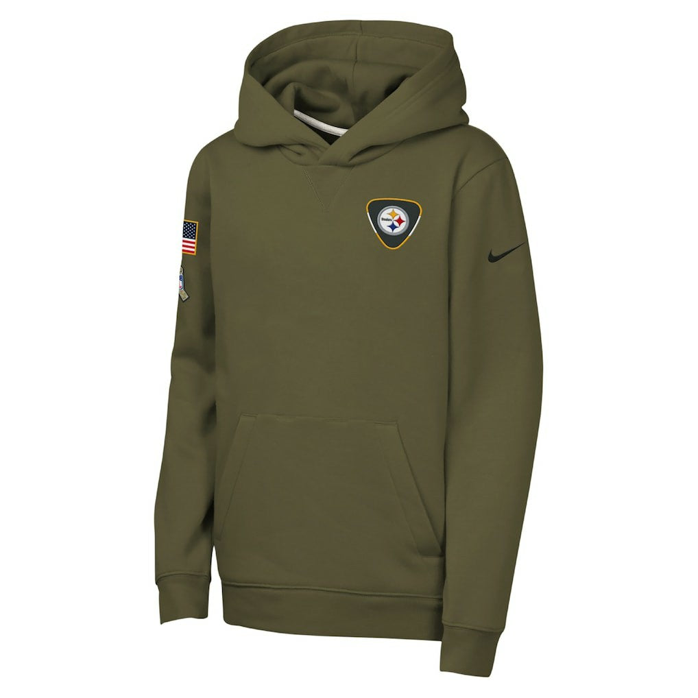 Pittsburgh Steelers Youth 2025 Salute to Service Club Fleece Hoodie - Olive outlet