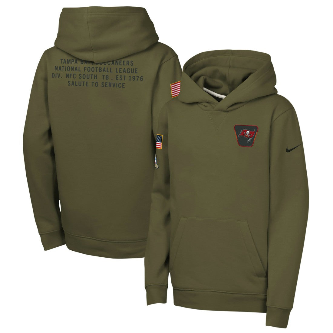 Tampa Bay Buccaneers Youth 2025 Salute to Service Club Fleece Hoodie - Olive for sale