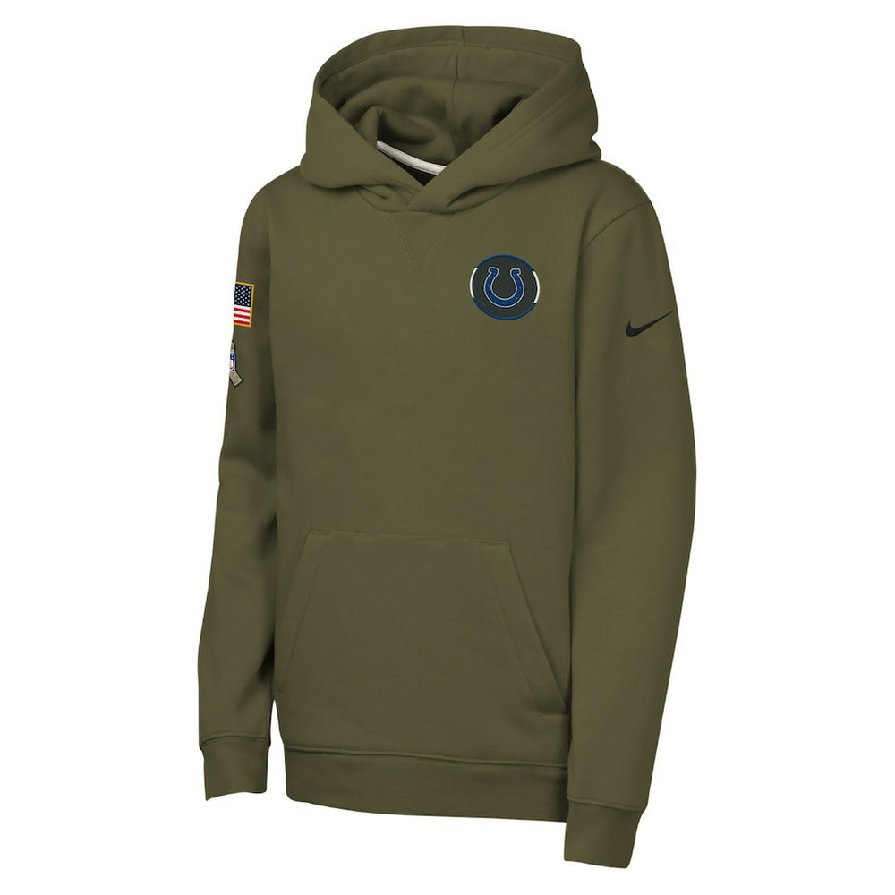 Indianapolis Colts Youth 2025 Salute to Service Club Fleece Hoodie - Olive sale
