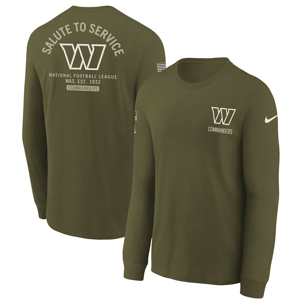 Washington Commanders Youth 2025 Salute to Service Sideline Long Sleeve T-Shirt - Olive for sale