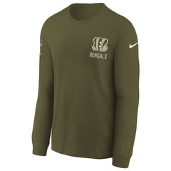 Cincinnati Bengals Youth 2025 Salute to Service Sideline Long Sleeve T-Shirt - Olive sale