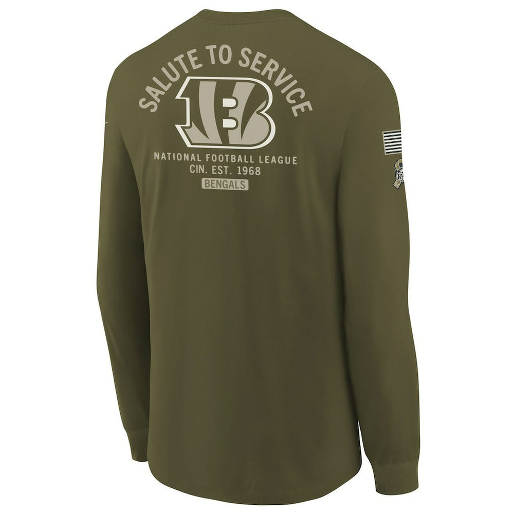 Cincinnati Bengals Youth 2025 Salute to Service Sideline Long Sleeve T-Shirt - Olive sale