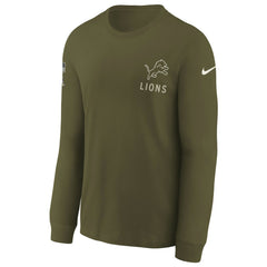 Detroit Lions Youth 2025 Salute to Service Sideline Long Sleeve T-Shirt - Olive on sale