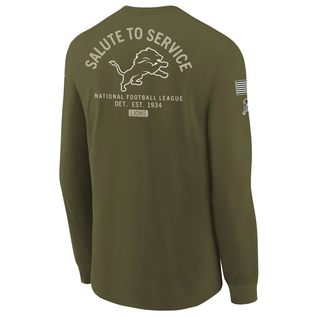 Detroit Lions Youth 2025 Salute to Service Sideline Long Sleeve T-Shirt - Olive on sale