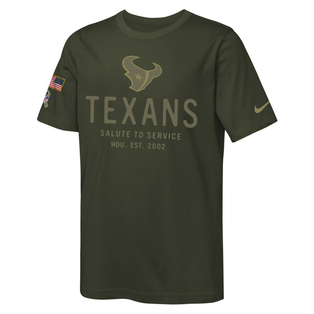 Houston Texans Youth 2025 Salute to Service Sideline Dri-FIT T-Shirt - Olive sale