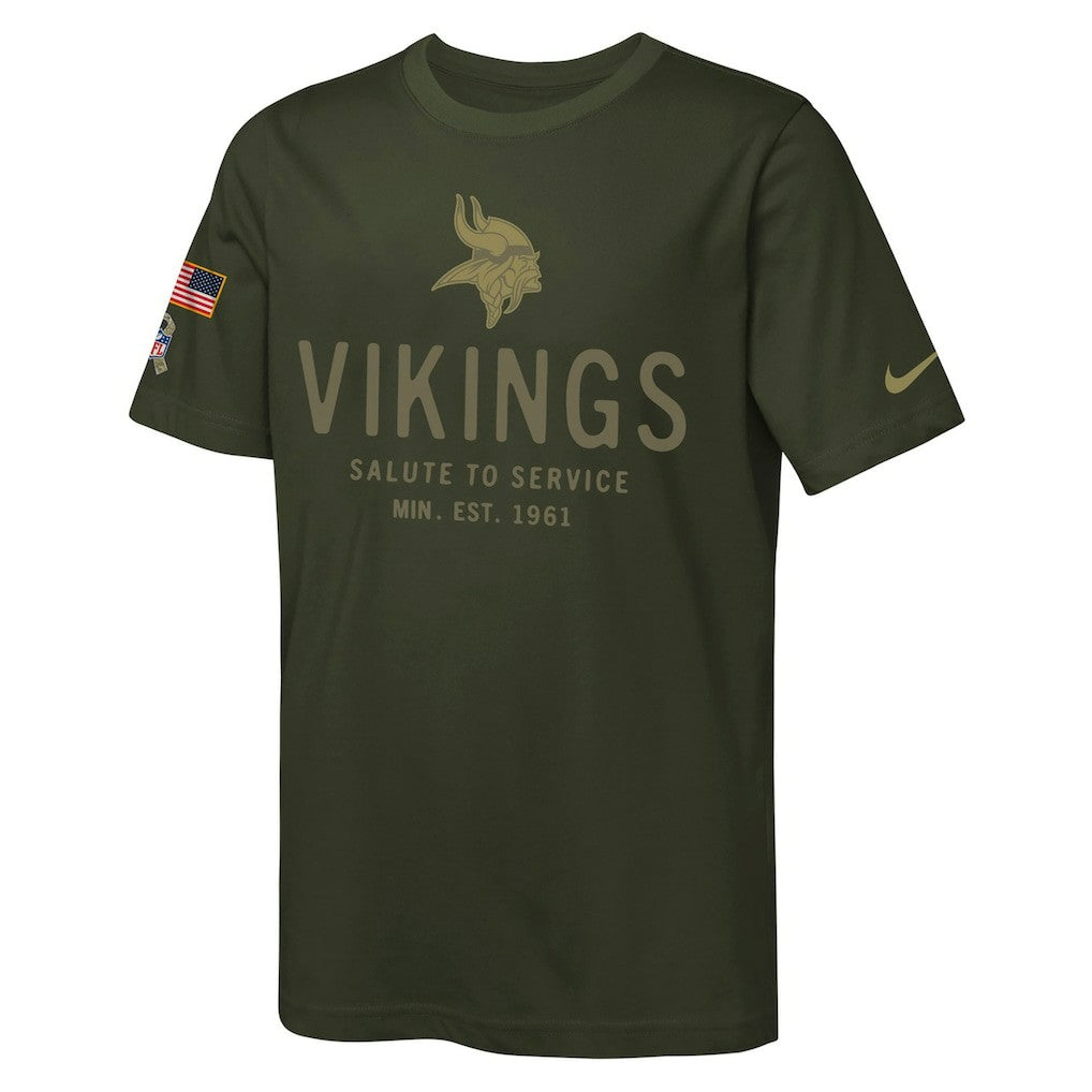 Minnesota Vikings Youth 2025 Salute to Service Sideline Dri-FIT T-Shirt - Olive discount