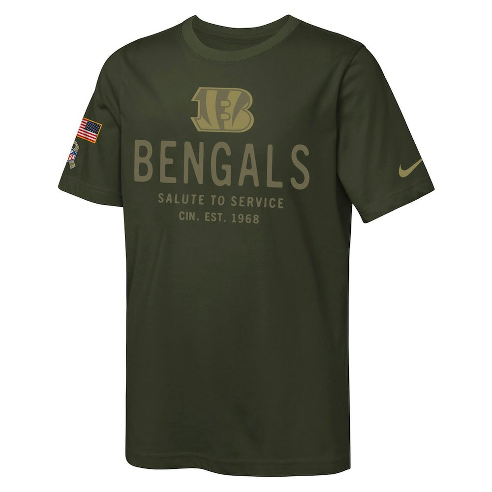 Cincinnati Bengals Youth 2025 Salute to Service Sideline Dri-FIT T-Shirt - Olive outlet