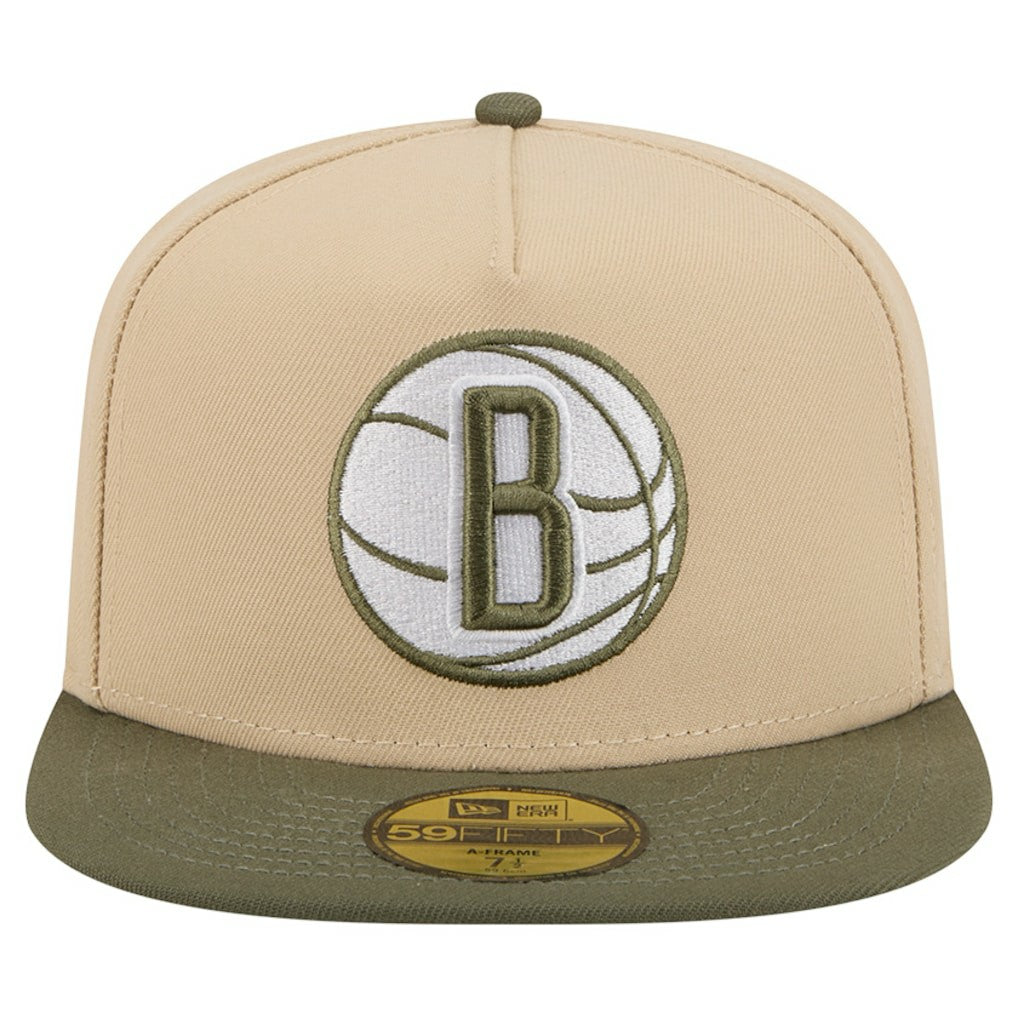 Brooklyn Nets Color Pack Two-Tone 59FIFTY A-Frame Fitted Hat - Tan online