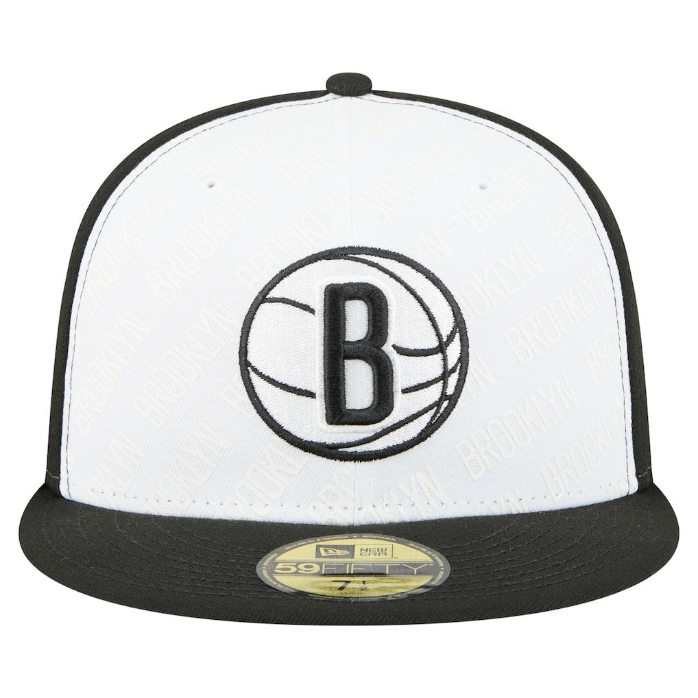 Brooklyn Nets Repeat 59Fifty Fitted Hat - White/Black sale