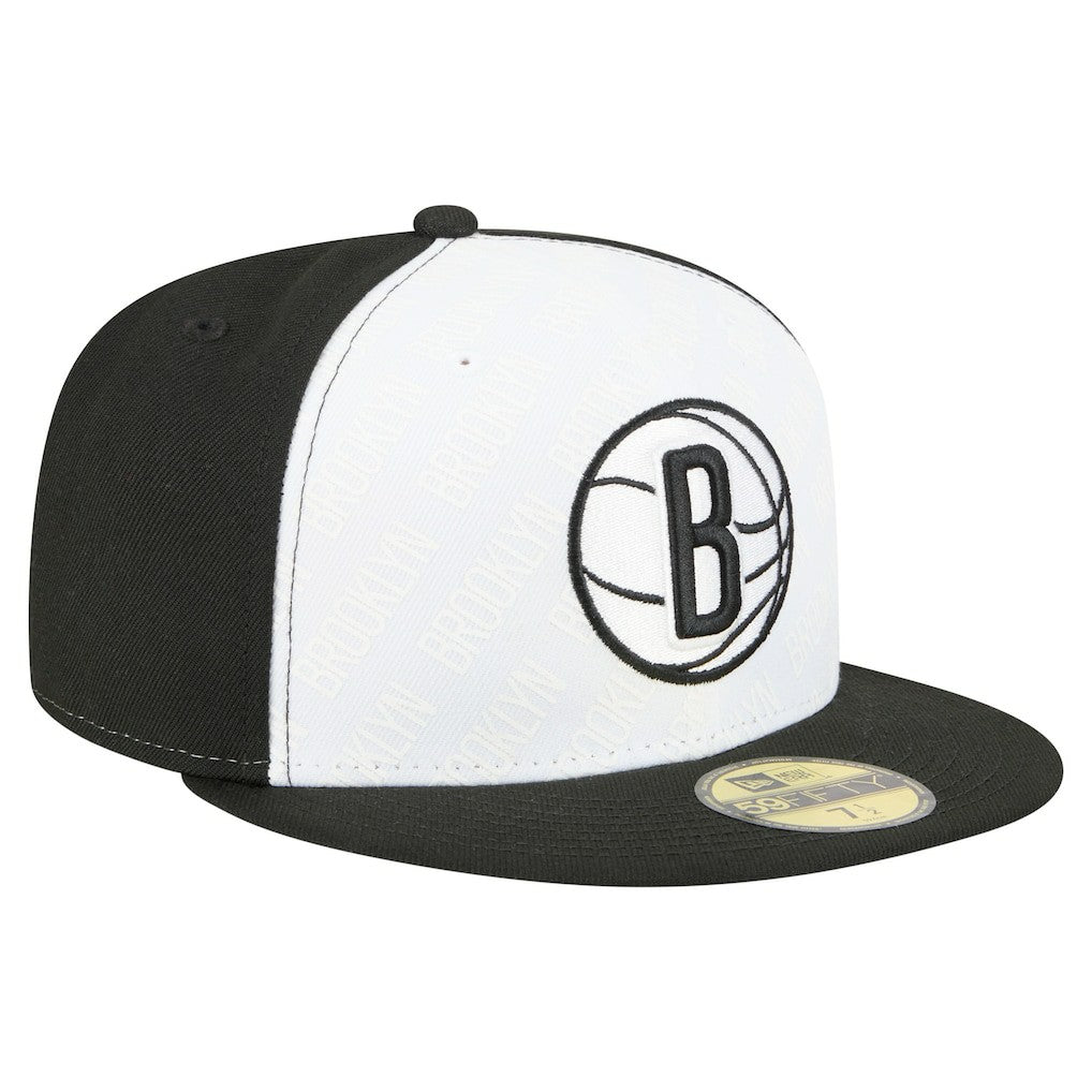 Brooklyn Nets Repeat 59Fifty Fitted Hat - White/Black sale