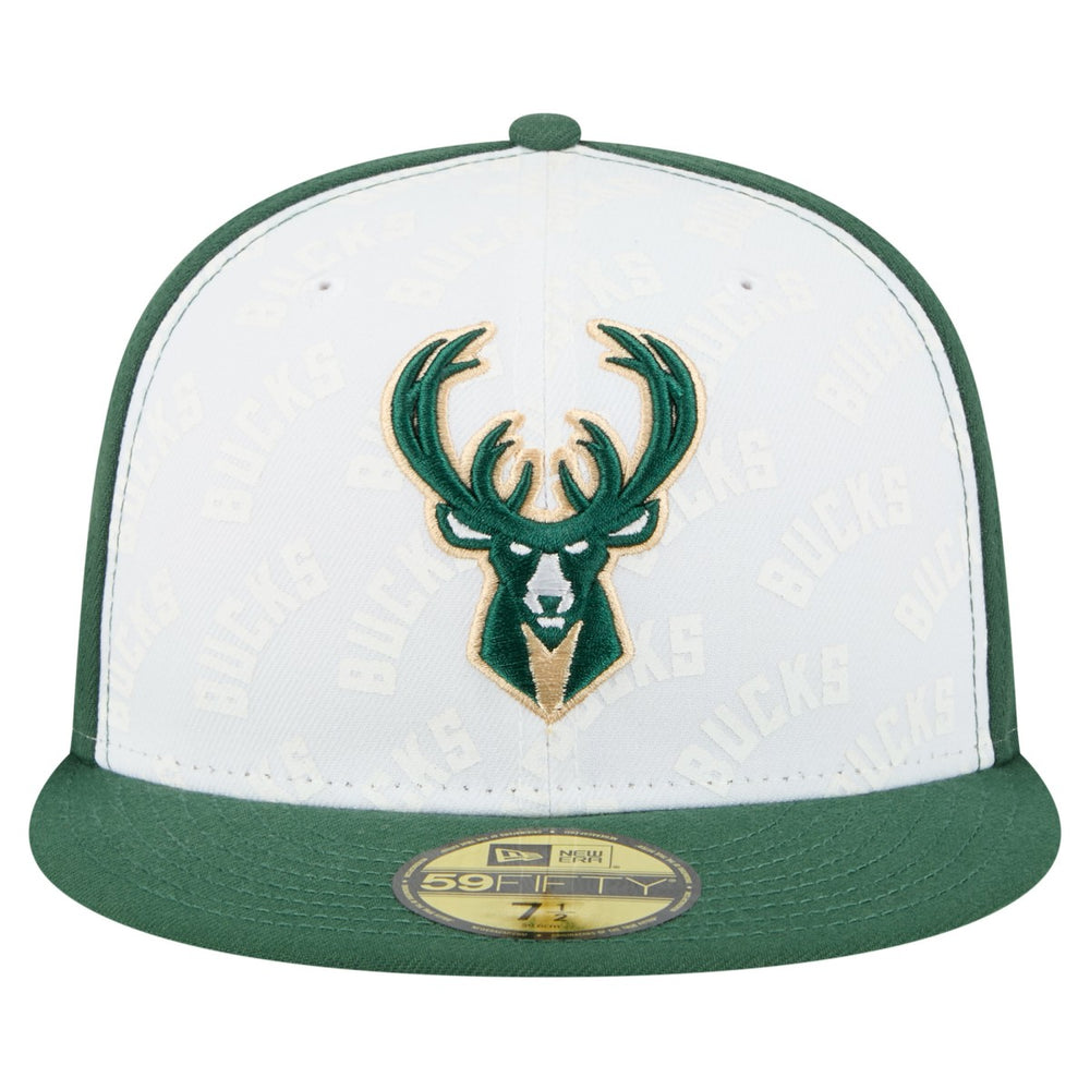 Milwaukee Bucks Repeat 59Fifty Fitted Hat - White/Hunter Green discount