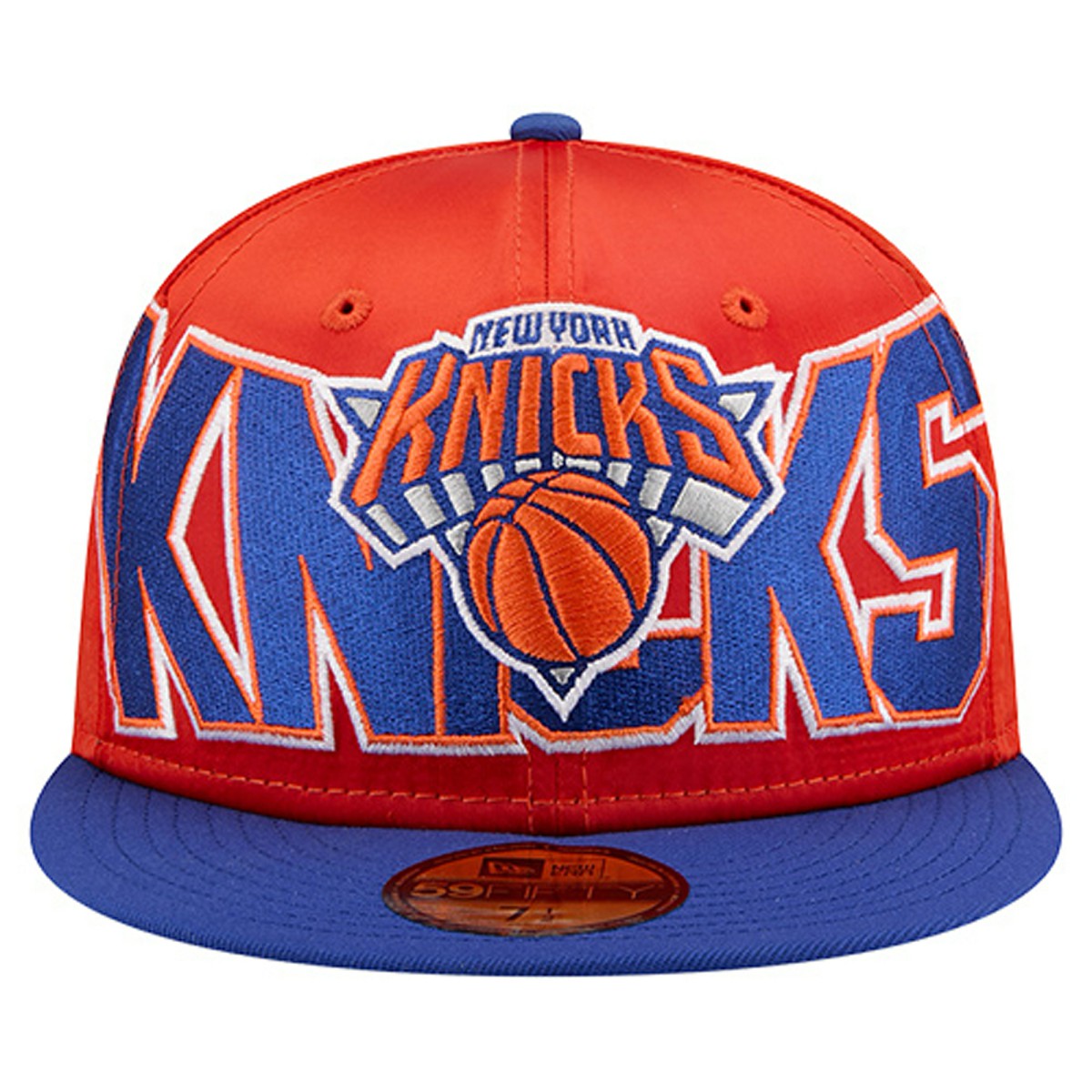New York Knicks Satin Two-Tone 59FIFTY Fitted Hat - Orange/Blue cheap