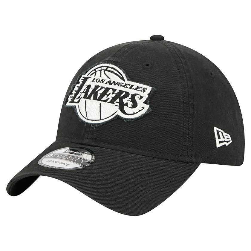 Los Angeles Lakers Stamp Fabric Applique 9TWENTY Adjustable Hat - Black for sale