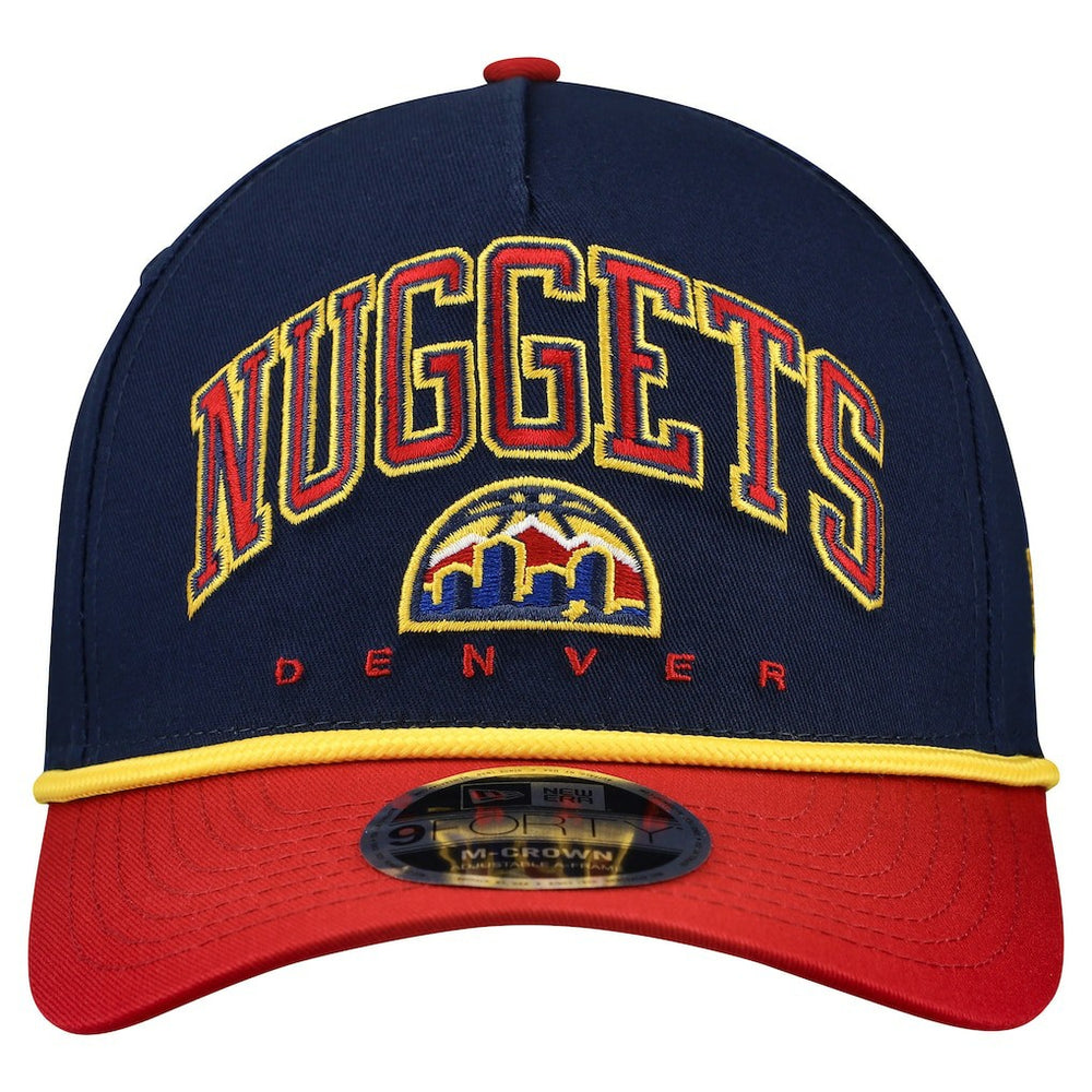 Denver Nuggets Bold Arch COOLERA 9FORTY A-Frame M-Crown Adjustable Hat sale - Navy discount
